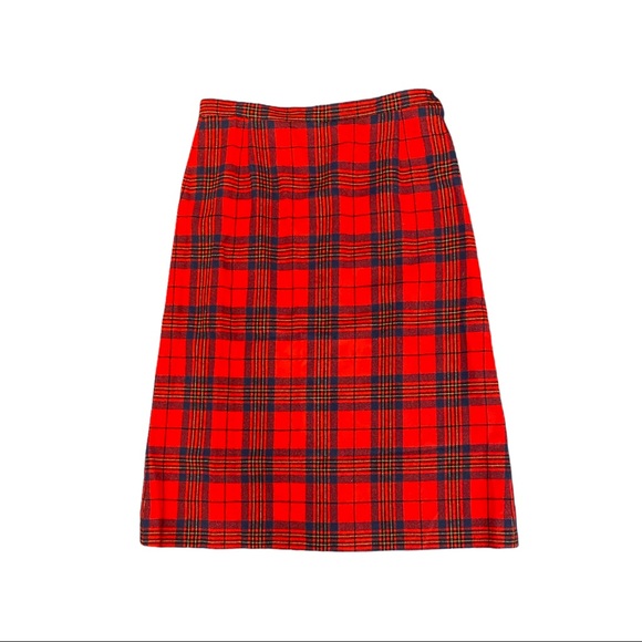 Vintage Pendleton Authentic Tartan Pure Virgin Wool Skirt Red Leslie Tartan (16) - Picture 5 of 6
